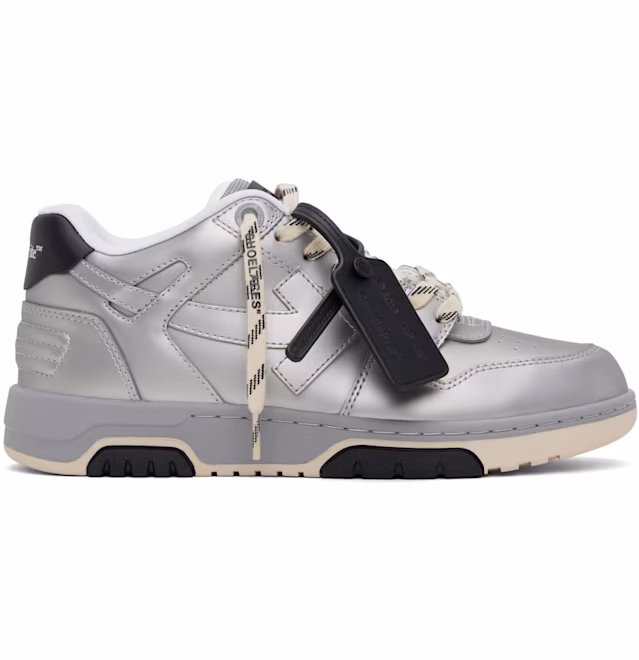 Off-White Silver Out Of Office Metallic Leather Sneakers
